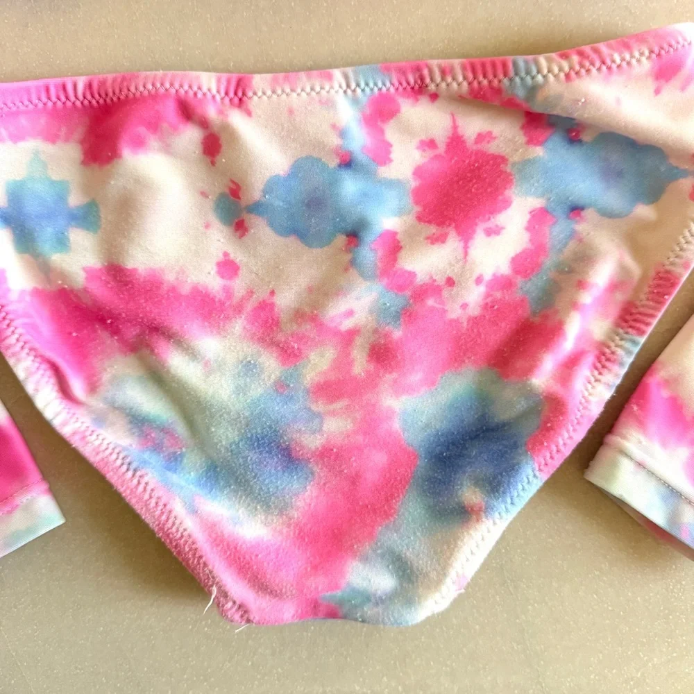 Shade Critters Girls Cropped Cotton Candy 2pc Rashguard Bikini Set – Size 7